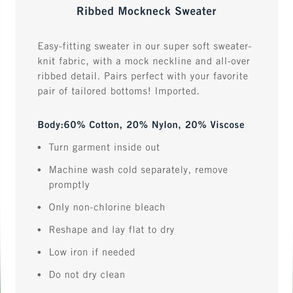 NWT Abercrombie & Fitch Medium Ribbed Mockneck Sweater - White with Navy Stripes - Picture 3 of 3